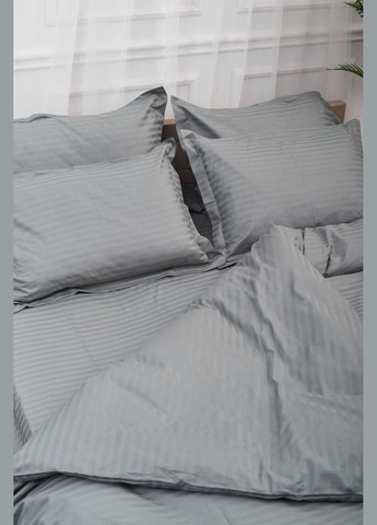 Комплект постільної білизни Satin Stripe двоспальний 175х210 наволочки 4х50х70 (MS-820003648) Moon&Star Stripe Gray (288044061)