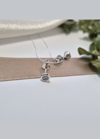 Срібні сережки гвоздики на закрутках Білий Камінь 4 мм срібло 925 проби Родоване вс099/1р 1.46г No Brand (337525537)