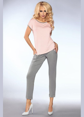 Розовая всесезон пижама из вискозы с брюками футболка + брюки Livia Corsetti Model 101 rose