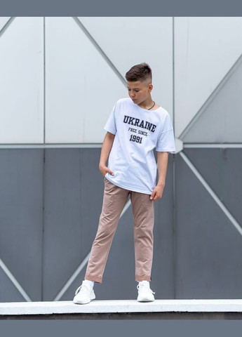 Біла літня футболка для хлопчика (підліткова) hc (h001-6263-001-33-т) No Brand