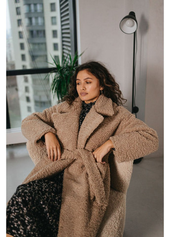 Кофейное зимнее Пальто-шуба 2026.5296 Seventeen