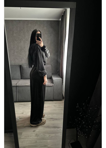 Комбинезон женский велюровый Style Point комбинезон-брюки однотонный чёрный повседневный, кэжуал велюр