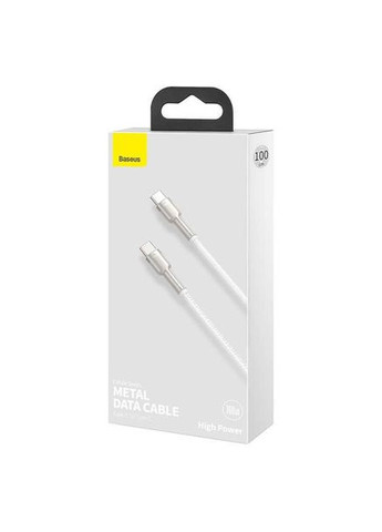 Кабель з підтримкою швидкої зарядки Type-C to Type-C Cafule Series Metal |1m, 5A, 100W, PD| (CATJK-C02) white Baseus (337348880)