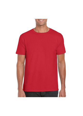 Красная футболка мужская однотонная красная 64000-199c с коротким рукавом Gildan Softstyle