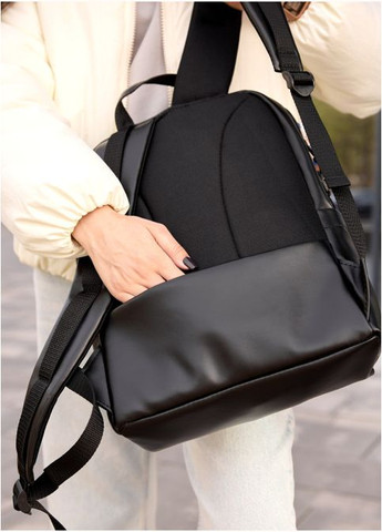 Жіночий рюкзак Aura чорний з принтом "BLUE FLOWERS" Sambag (302519320)