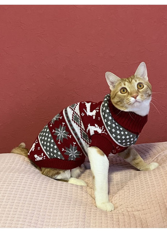 Светр новорічний для котів та невеликих собак довжина 35 см Розмір XL Nobrand (372128405)