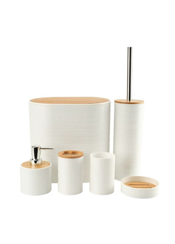 Набор аксессуаров 6в1 для ванной комнаты и душа, урна, дозатор для мыла, мыльница, стаканы, ершик No Brand (363044788)