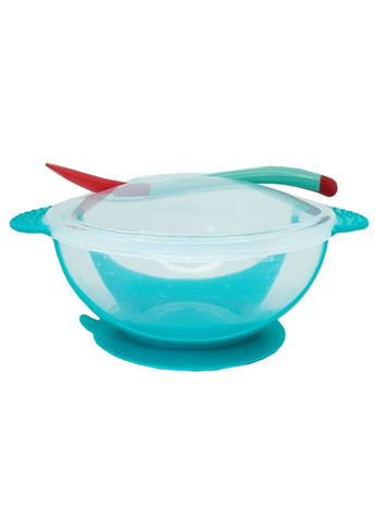 Тарелка на присоске прозрачная MGZ 0100(Turquoise) с термоложкой и крышкой Megazayka (364543328)