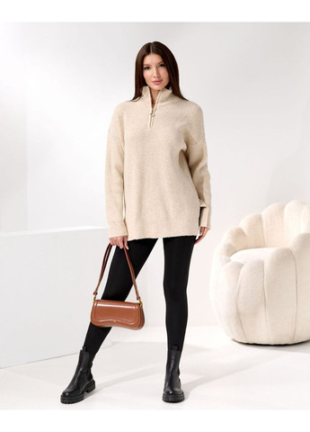 Бежевый демисезонный свитер оверсайз с молнией замеры в описании GD/GL Модний простір