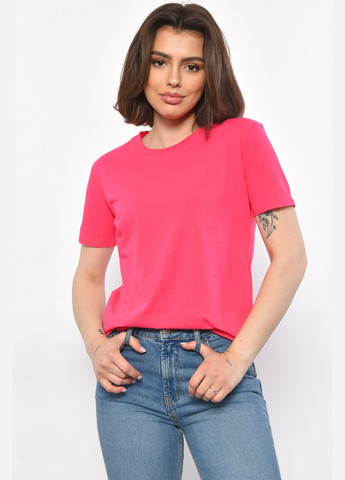 Малинова літня футболка жіноча однотонна малинового кольору Let's Shop