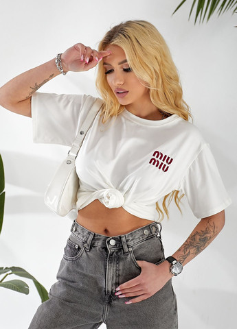 Футболка женская оверсайз с вышивкой No Brand - (329651532)