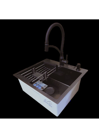 Комплект кухонної мийки HM 50х50 NANO BLACK (DECOR) PVD (3.0/1.0 мм) Kraft (350671397)