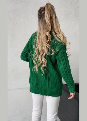 Женский кардиган с косами на пуговицах цвет зеленый р.42/46 433269 New Trend (285710842)