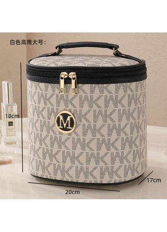 Вместительная водонепроницаемая косметичка бочонок белого цвета с символикой бренда Michael Kors No Brand (316580406)