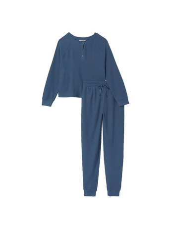 Синяя всесезон пижама wide waffle henley jogger set m синяя Victoria's Secret