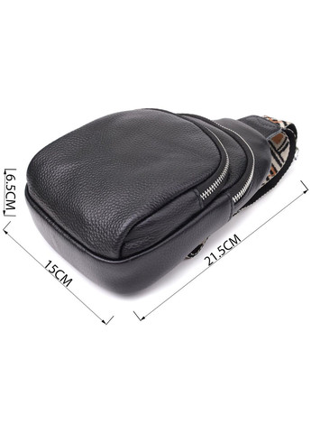 Сумка слінг через плече жіноча шкіряна для телефону та для документів маленька Чорний 39030 Vintage (351403593)