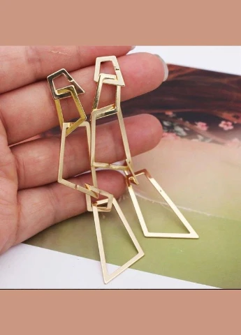 Золотистые длинные серьги геометрия, 5304 Fashion Jewelry (336950512)