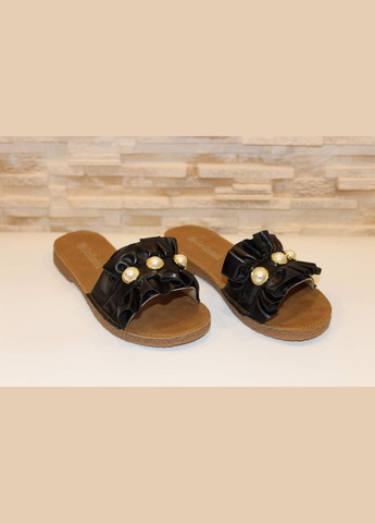 Черные шлепанцы женские летние черные No Brand с бусинами, без декора