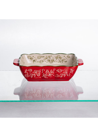 Форма для запекания фарфоровая Vintage квадратная 20х16,5 см красная для мяса и овощей посуда для запекания Yiwu (370432278)