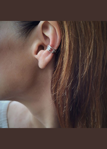 Серебряная сережка каффа обманка Звезды серебро 925 пробы Родированное 603р 0.60г No Brand (306742993)