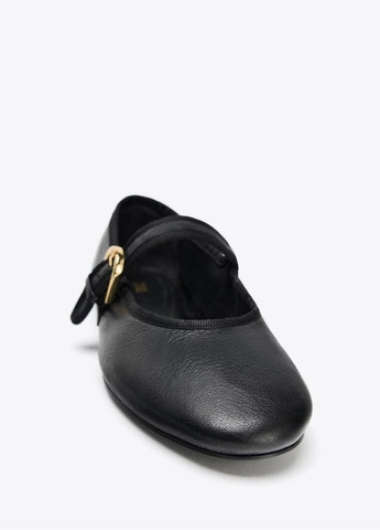 Жіночі балетки Zara | чорні однотонні натуральна шкіра (363040553)