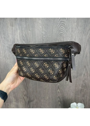 Модная женская бананка стиль Guess, сумка-бананка для девушек Гесс Коричневый No Brand (393665130)
