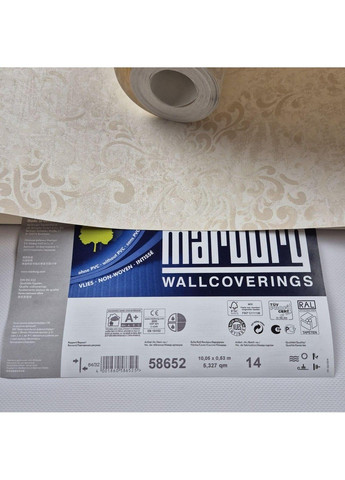 Обои виниловые на флизелине 0.53 × 10.05 м 58652, бежевые — для спальни, гостиной, прихожей MARBURG (368895885)