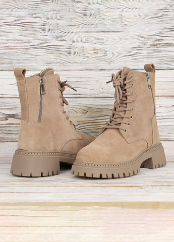 Жіночі черевики бежеві високі зимові черевики замшеві на високій підошві для прогулянок Hengji (365301251)