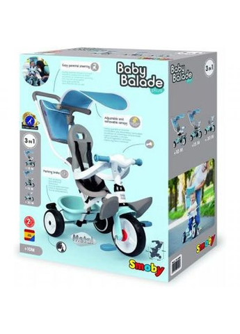 Детский велосипед (741400) Smoby с козырьком, багажником и сумкой голубой (284724857)
