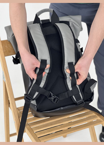 Рюкзак роллтоп для ноутбука Rolltop для путешествий серого цвета из экокожи ToBeYou rolltopnew (280930872)