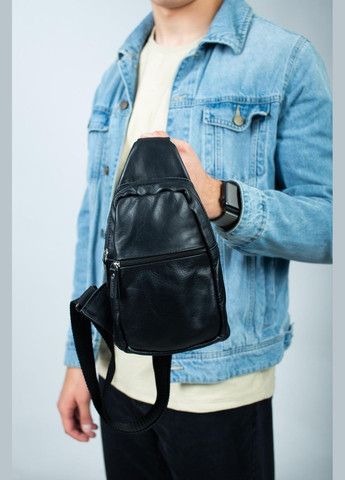 Сумка через плече шкіряна, сумка-слинг чоловіча SL014 (Чорна) SKILL (324216488)