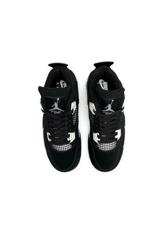 Черно-белые демисезонные кроссовки женские, вьетнам Nike Air Jordan 4 Retro Black White Thunder