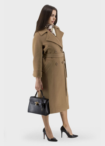 Бежеве демісезонне Класичне жіноче вовняне пальто на синтепоні для осені та весни Kent (кемел, ), 39905 No Brand