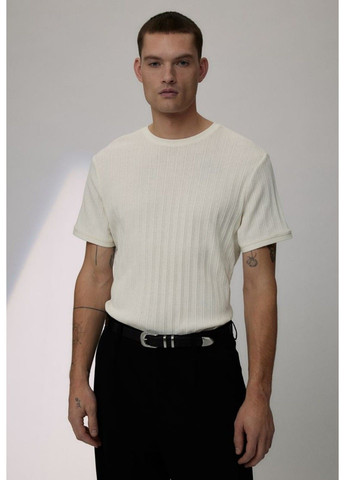 Молочная мужская ажурна футболка regular fit (56847) s молочная H&M
