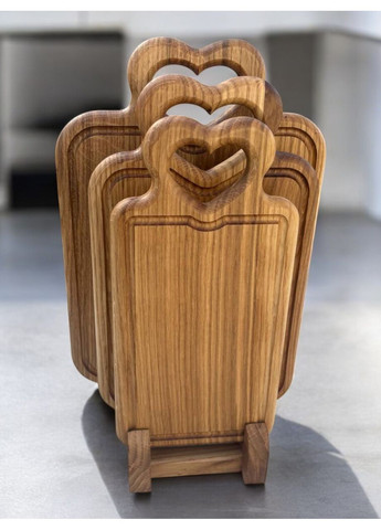 Набор деревянных дощечек кухонные доски на деревянной подставке 3 в 1 Дуб (полированный) №2 No Brand (367585533)