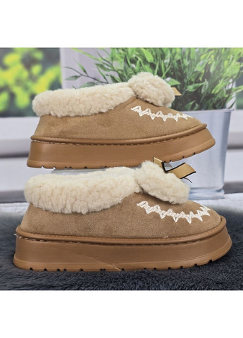 Тапочки-чуні жіночі утеплені бежеві із задником на пінковій підошві Fashion (366144486)