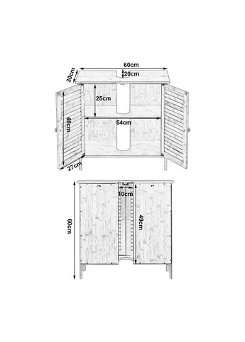 Тумба под раковину из дерева Касаи 60х60х30 савоярди (ТТУ-6630315) No Brand (328293424)