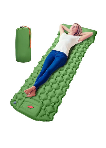 Надувной коврик каремат с подушкой встроенным насосом для туризма походов кемпинга 225х70 см (477779-Prob) Зеленый Unbranded (299869874)