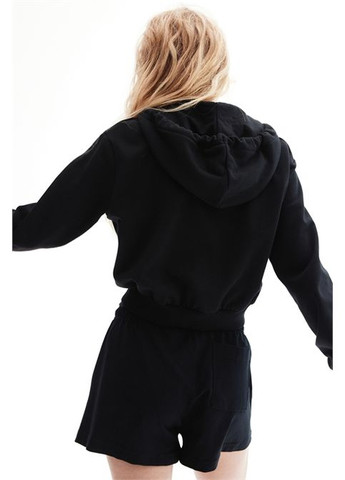 Короткая толстовка ночь с капюшоном на молнии черная L H&M (369335362)