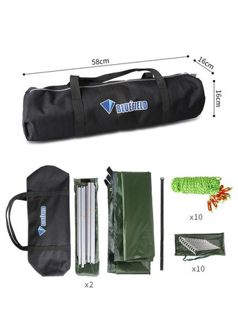 Тент туристический со стойками Водонепроницаемый S 3Х5 метра Светлый хаки (DF050465) Bluefield (349844252)