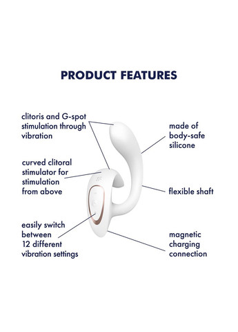 Вагинально-клиторальный вибратор G for Goddess 1 White, 2 мотора Satisfyer (335394684)