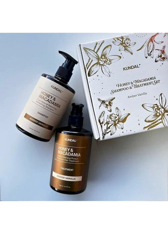 Подарунковий набір для догляду за волоссям Holiday Edition Set Amber Vanilla бурштинова ваніль 600 мл Kundal (314774497)