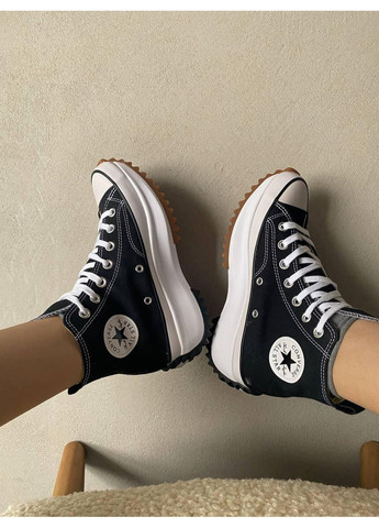 КЕДИ ЖІНОЧІ CONVERSE RUN STAR HIGH BLACK WHITE КОНВЕРС РАН СТАР No Brand чорні демісезони (369389661)
