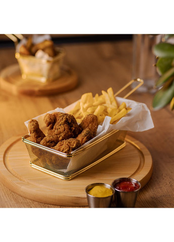 Корзина сервировочная для фри и снеков 21*11,5*5,5 см Золотая Zhongjing (360455298)