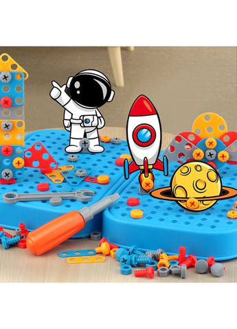Детская мозаика-конструктор в чемоданчике «Астронавт» 351 элемент Электрическая дрель шуруповерт 2D и 3D No Brand (363042346)