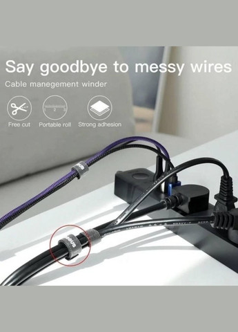 Хомут лента стяжка липучка для фиксации проводов 5м Черный Baseus (317297344)