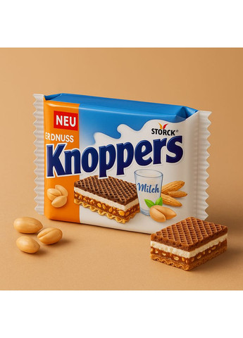 Вафлі 😍 Knoppers арахіс 8 шт. (200 гр.) Німеччина Storck (346049186)