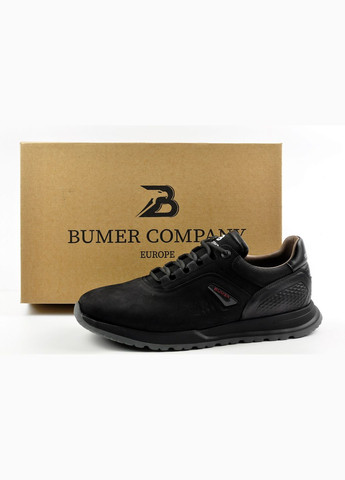 Черные демисезонные кожаные кроссовки Bumer