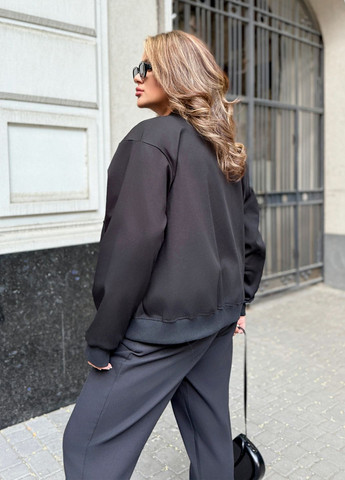 Бомбер жіночий джинсовий оверсайз фасону на кнопках (358932078)