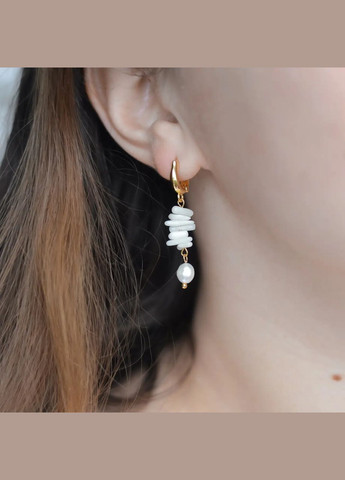 Сережки натуральний Корал білий і Перли, гіп-ний сплав колір золото d-8х6мм+- L-42мм No Brand Підвіски (335054176)